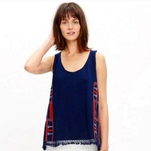 Madewell Navy Blue Boho Embroidered Top